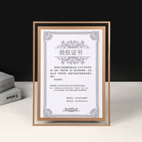 Crystal Clear Glass Photo Frame for Business License Certificates Awards Desktop Display