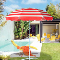Striped Outdoor Patio Umbrella with UV Protection, Customizable Logo for Commercial and Event Use