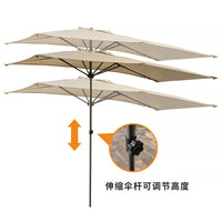 Half Patio Umbrella Outdoor Wall-Mounted Sunshade with Adjustable Height for Balcony Garden