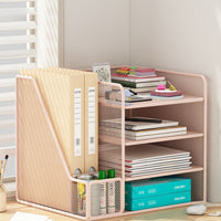 Metal Desk File Organizer Rack with 4 Tiers for Office Documents and Books
