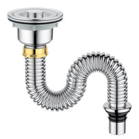 Kitchen Sink Drain Pipe Kit with Anti-Odor Strainer for Single Bowl