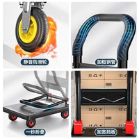 Foldable Platform Hand Truck with Silent Wheels for Warehouse and Moving