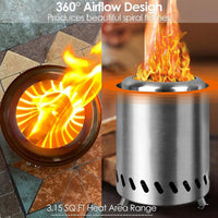 Portable Wood Burning Stove for Outdoor Camping and Indoor Heating, Smokeless Gasification Fire Pit