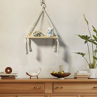Bohemian Macrame Plant Hanger Shelf with Tassels for Wall Decor