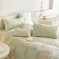 Tencel Lyocell Embroidered Duvet Cover Set with Bedsheet