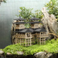 Twin Towers Ancient Style Building Model for Micro Landscape Aquariums