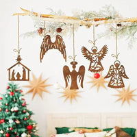 Metal Angel and Christmas Ball Silhouette Wall Decor for Indoor/Outdoor