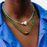 Handmade Beaded Sports Theme Necklace with Football, Badminton, and Rugby Charms