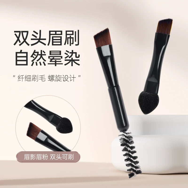 Dual-Ended Eyebrow Powder and Eyeshadow Brush with Spoolie
