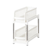 Double-Layer Pull-Out Countertop Storage Rack for Kitchen and Desk Organization