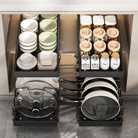 Pull-Out Pot and Pan Organizer Rack for Kitchen Cabinet or Countertop