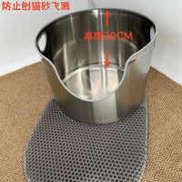 Stainless Steel Cat Litter Box with High Sides for Maine Coon Cats, Anti-Splash Open Top Litter Pan