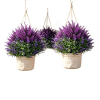 Artificial Lavender Plant with Ground Stake for Outdoor Garden and Patio Decor