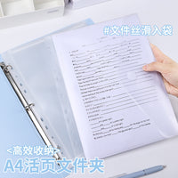 A4 Loose-Leaf File Folder with Document Sleeves, Transparent Business Organizer