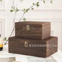 Vintage Paulownia Wood Storage Box with Lid, Desktop Organizer for Jewelry and Home Decor