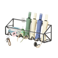 Wall-Mounted Umbrella Holder with Double-Layer Storage for Home Entryway