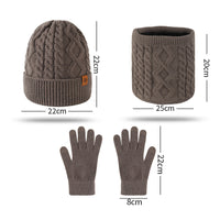 Men's Knitted Beanie Hat Scarf and Gloves Set with Fleece Lining for Winter Warmth