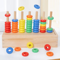 Montessori Rainbow Stacking Rings Sorting Box for Toddlers, Educational Color Recognition & Matching Toy