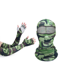 Summer Half-Finger Ice Silk Sun Protection Arm Sleeves with Breathable UV Protection Face Mask for Outdoor Sports Cycling