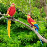 Resin Parrot Sculpture Garden Ornament, Lifelike Bird Figurine for Outdoor Decor