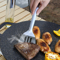 6-Piece Stainless Steel Outdoor Cooking Utensil Set with Spoon, Slotted Spoon, Spatula, Fork, and Whisk
