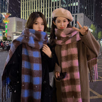 Korean Style Plaid Scarf Winter Warm Thickened Imitation Cashmere