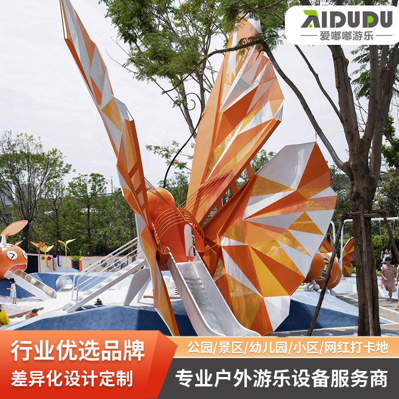 Outdoor Kids Playground Stainless Steel Slide and Wooden Climbing Frame Combination for Kindergarten and Community