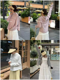 Women's Summer Cape Sun Protection Jacket with Hood and Neck Guard, Breathable Cooling Fabric