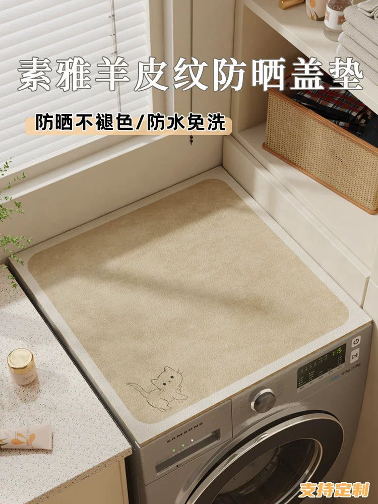 Waterproof Leather Appliance Cover Mat for Washing Machine Refrigerator Tabletop Dust Protection