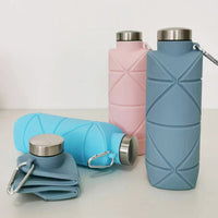 Collapsible Silicone Water Bottle with Carabiner for Travel and Sports