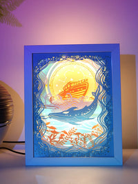 3D Paper Carving Lamp DIY Kit with Acrylic Frame, USB Powered Light Box