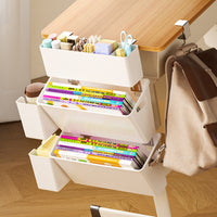 Student Desk Side Organizer with Tissue Box and Hook for Classroom Storage