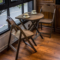 Solid Wood Folding Table and Chair Set for Home, Commercial, Outdoor, Balcony, Living Room, Coffee Table, Tea Table, Vintage Style