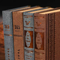 A5 Fabric Cover Journal Notebook, 365-Day Thickened Retro Diary with Lined/Blank Pages