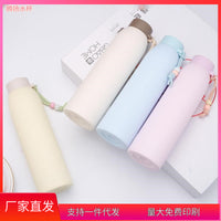 Double-Walled Glass and Plastic Insulated Portable Travel Mug with Anti-Scald Design for Students