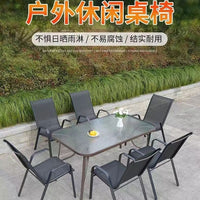 Outdoor Wicker Patio Dining Set with Umbrella, Iron Frame Garden Furniture