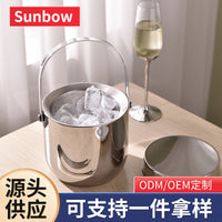 Double-Layer Stainless Steel Ice Bucket with Lid and Tongs, Insulated Wine Chiller for Home & Hotel
