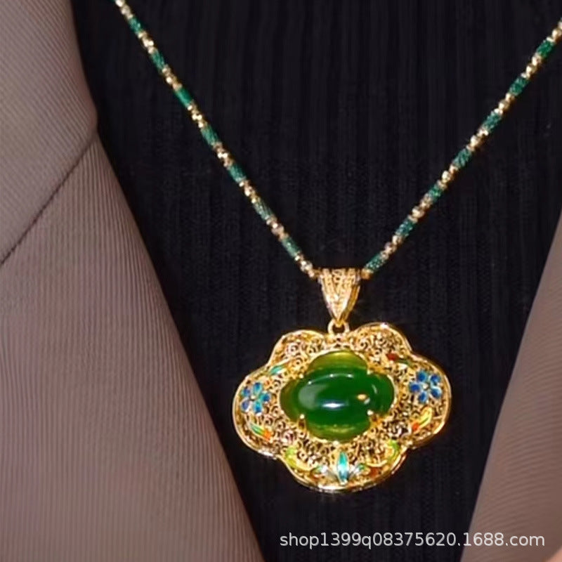 仿玛瑙玉石帝王绿阳绿色绿仿玉髓玛瑙景泰蓝饰品挂件女款流行配饰