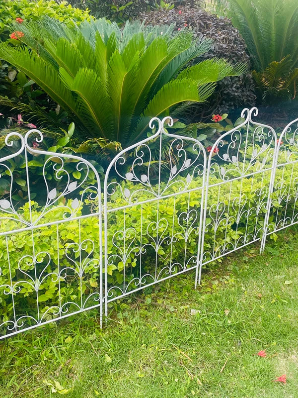 European Vintage Wrought Iron Garden Fence Panel for Yard and Flower Bed Decor