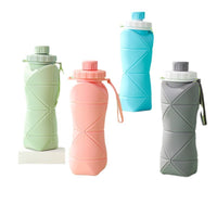 Collapsible Silicone Water Bottle, 600ml Portable Food-Grade Travel Cup for Outdoor Activities