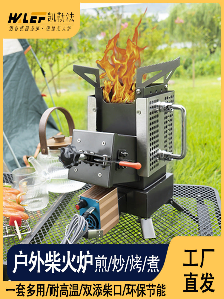 Kelefa Outdoor Stainless Steel Rocket Stove Portable Camping Wood Burning Stove for Cooking and Tea