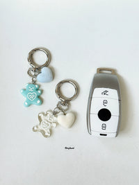 Acrylic Bear & Heart Charm Keychain for Phones & Bags
