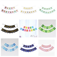 Happy Birthday Banner Gold Stamped Fishtail Garland for Party Decoration