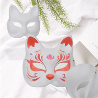 Japanese Style Hand-Painted Fox Half-Face Mask for Cosplay and Masquerade