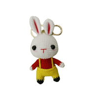 Handmade Crocheted Bunny Doll with Overalls - Knitted Rabbit Ornament for Baby Moms