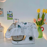 Ruffled Lace Kitchen Appliance Dust Cover Breathable Mesh Fabric for Blenders & Trays