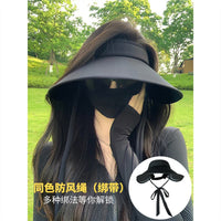 UV Protection Sun Visor Hat for Women, Large Brim Outdoor Cycling Sports Empty Top Sunscreen Cap