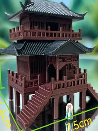 Vintage Chinese Stilt House Pavilion Micro Landscape Ornament for Fish Tank Bonsai