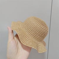 Cute Wavy Brim Mini Straw Hat for Dolls & Small Pets, Decorative Doll Accessories