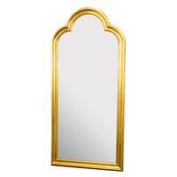 Wooden Arched Full-Length Mirror European Style Dressing Mirror for Living Room Cloakroom Clothing Store Wall-Leaning Floor Mirror